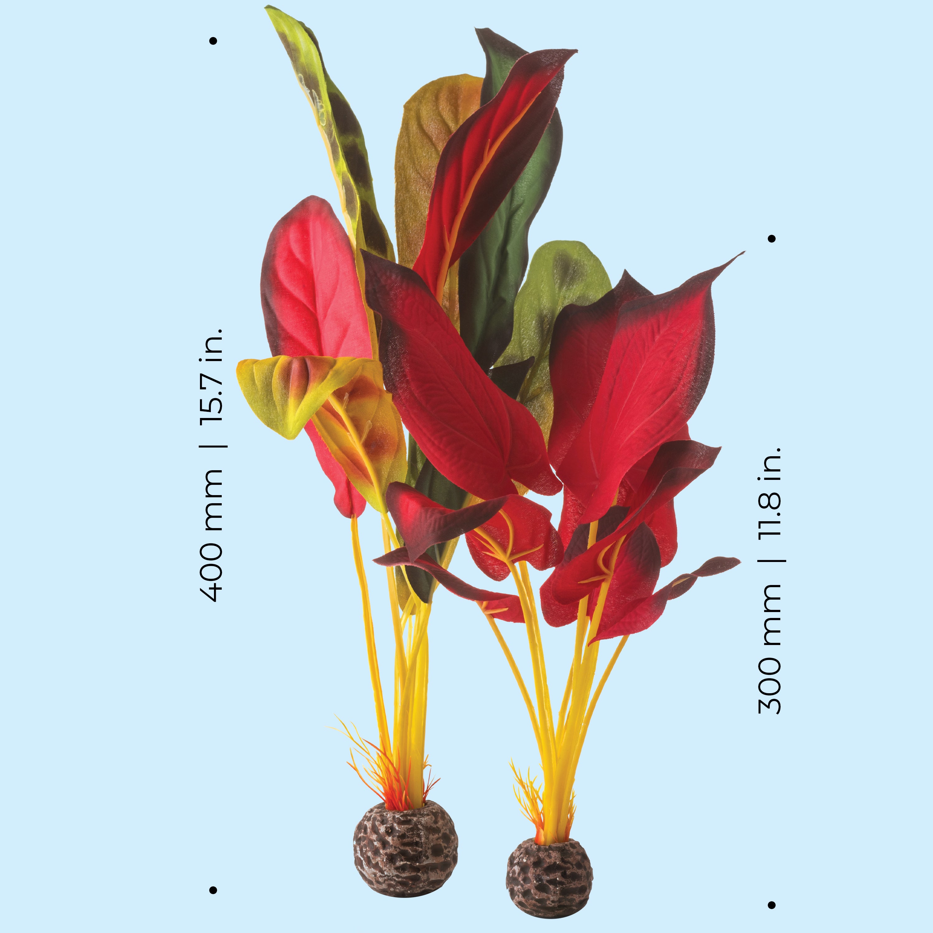 Green & Red Silk Plant Set, large - Dimensions