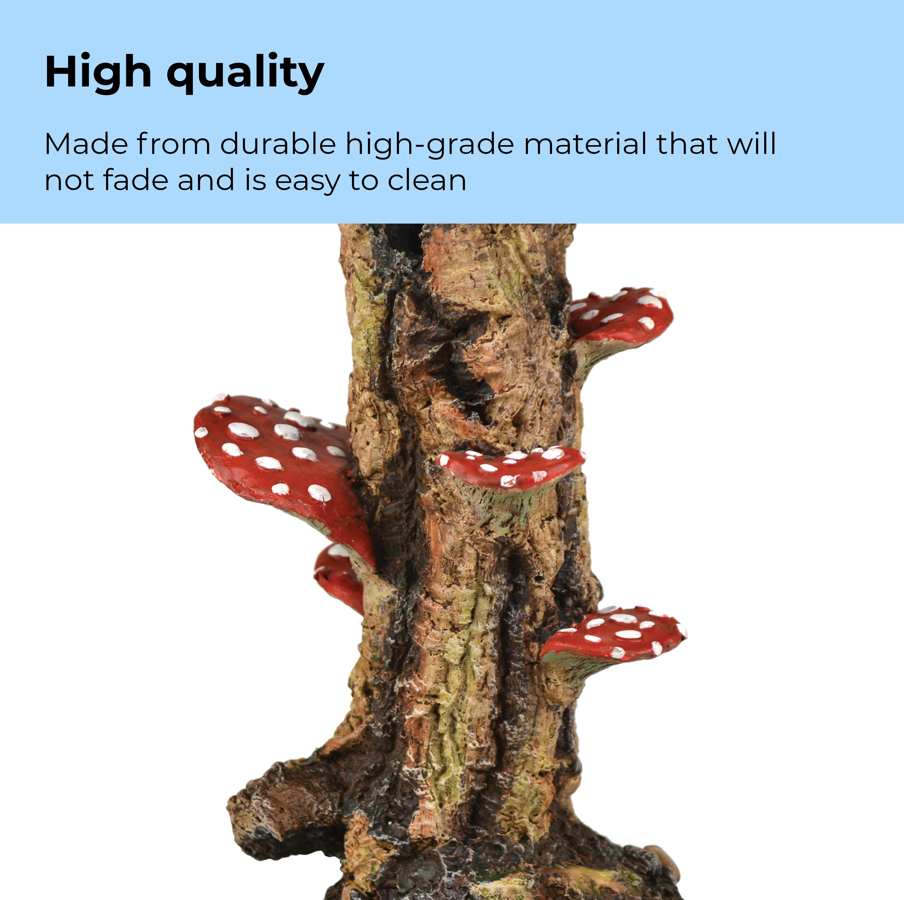 Mushroom on Trunk Sculpture durable and easy to clean