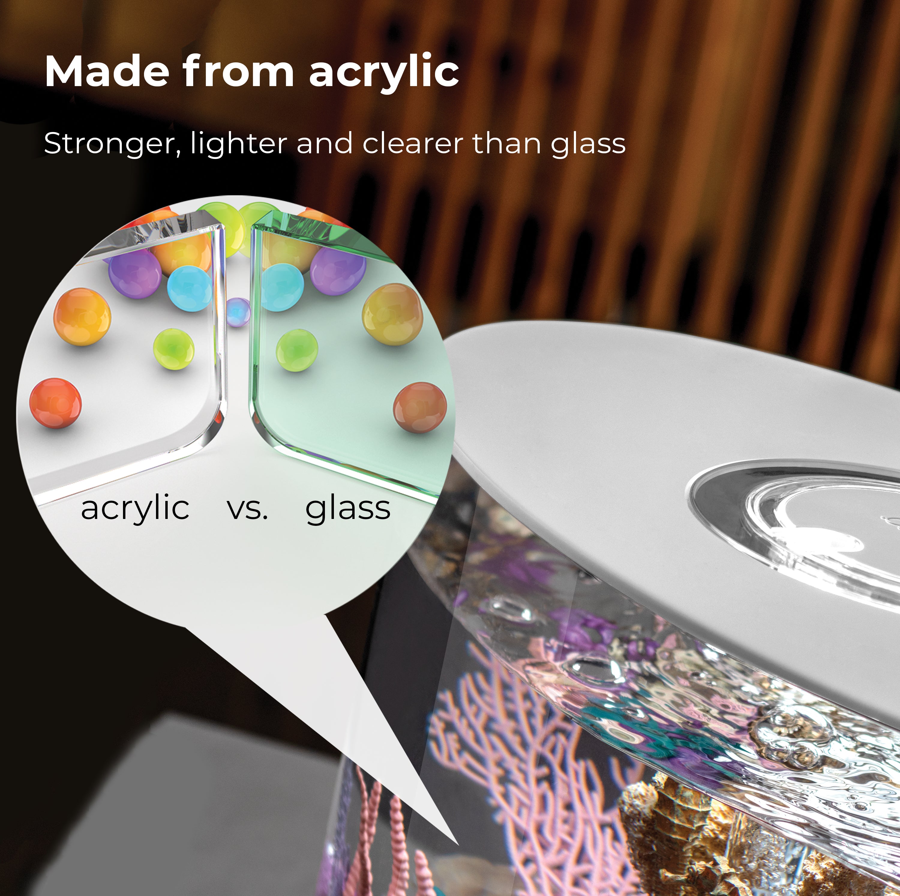 LOOP 15 Aquarium with MCR Light - 4 gallon is made from acrylic