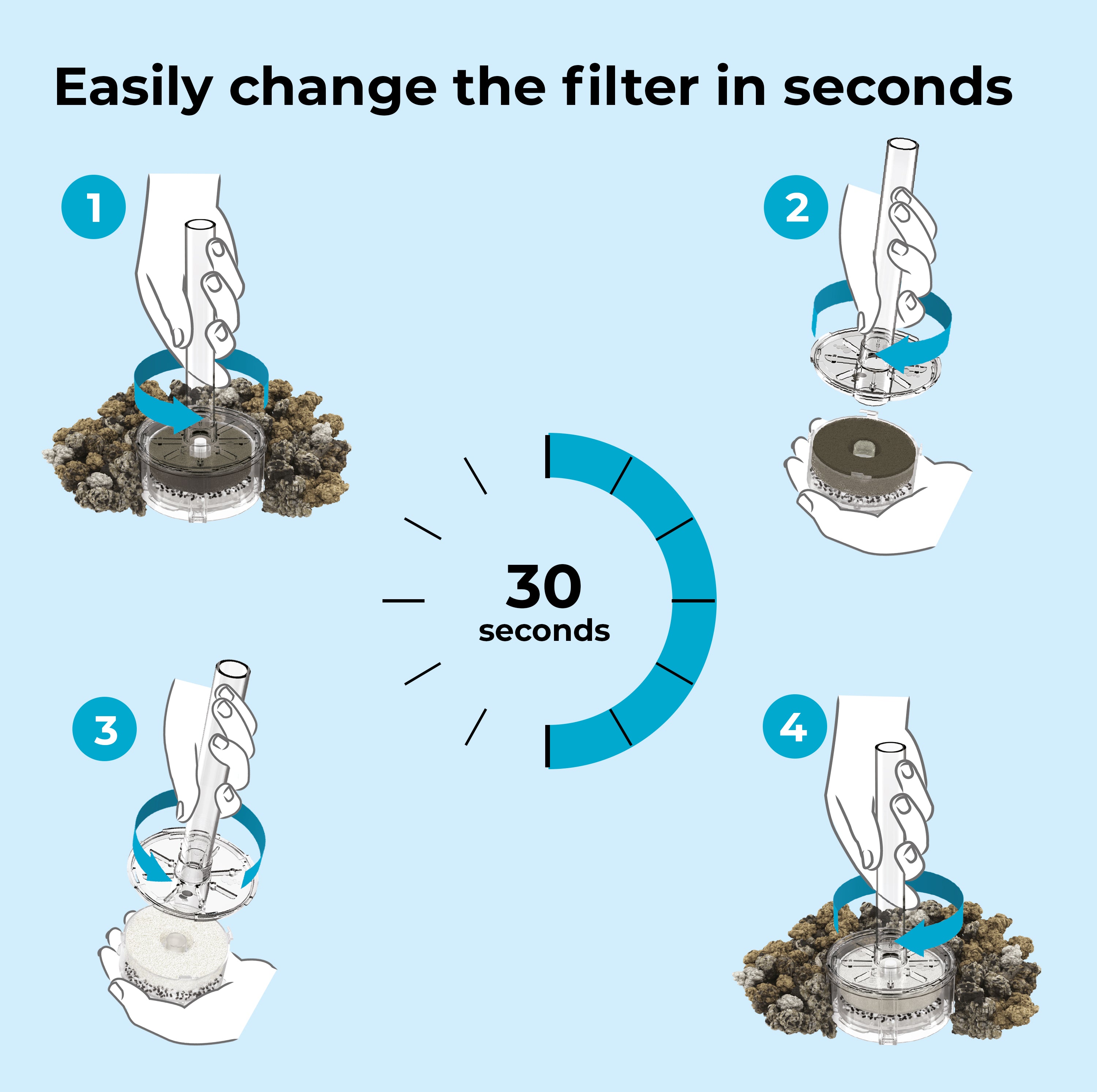 LOOP 30 Aquarium with MCR Light - 8 gallon - Easily change the filter in seconds