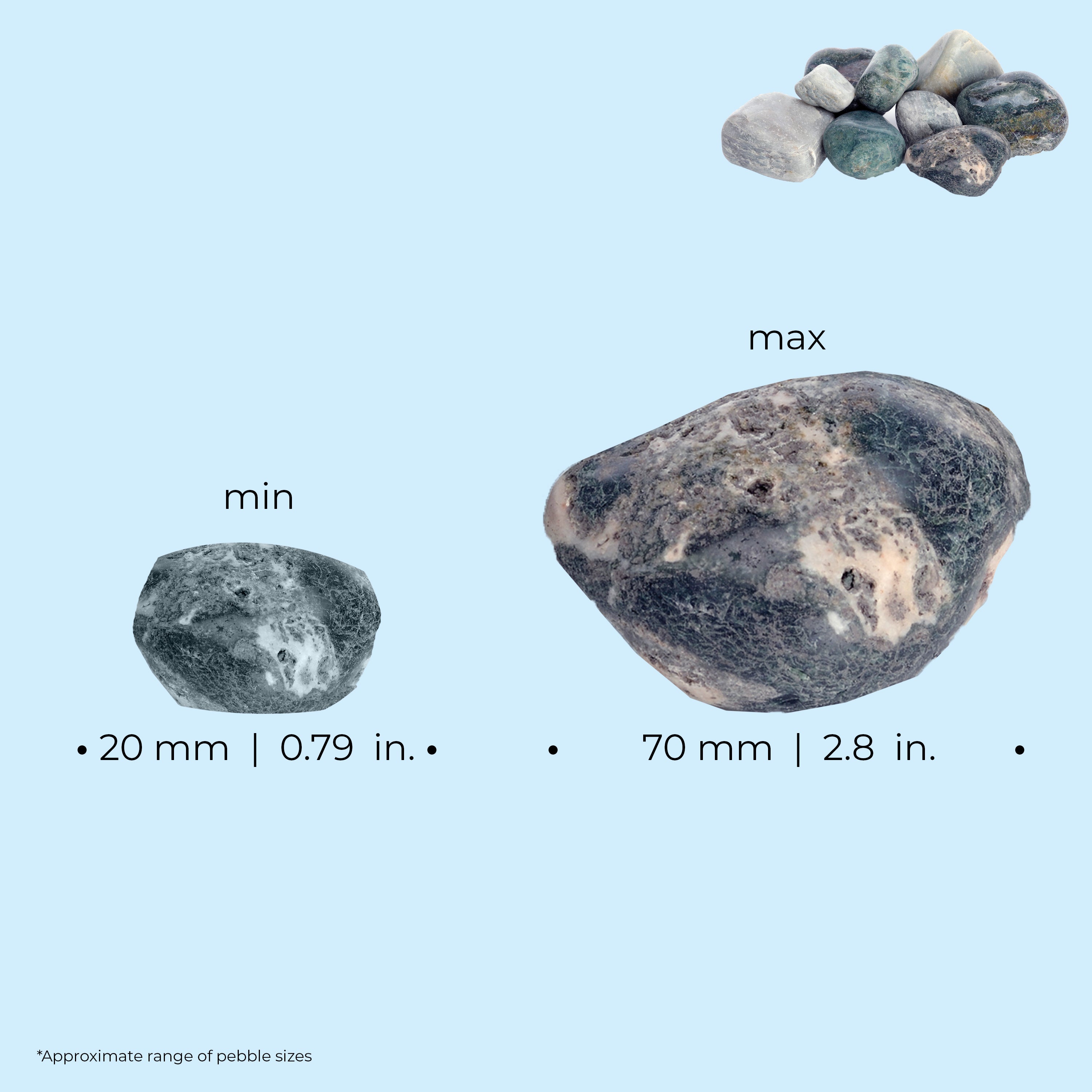 Marble Pebble Set - Dimensions