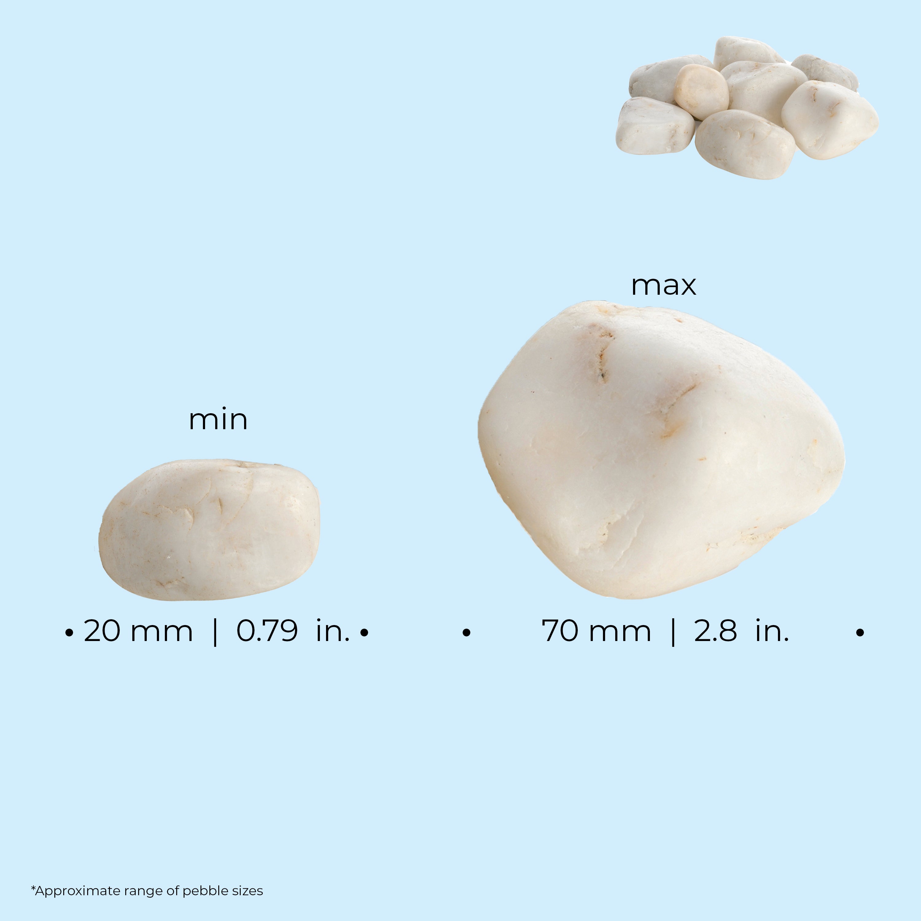 Marble Pebble Set - Dimensions