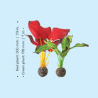 Green & Red Silk Plant Set, small - Dimensions