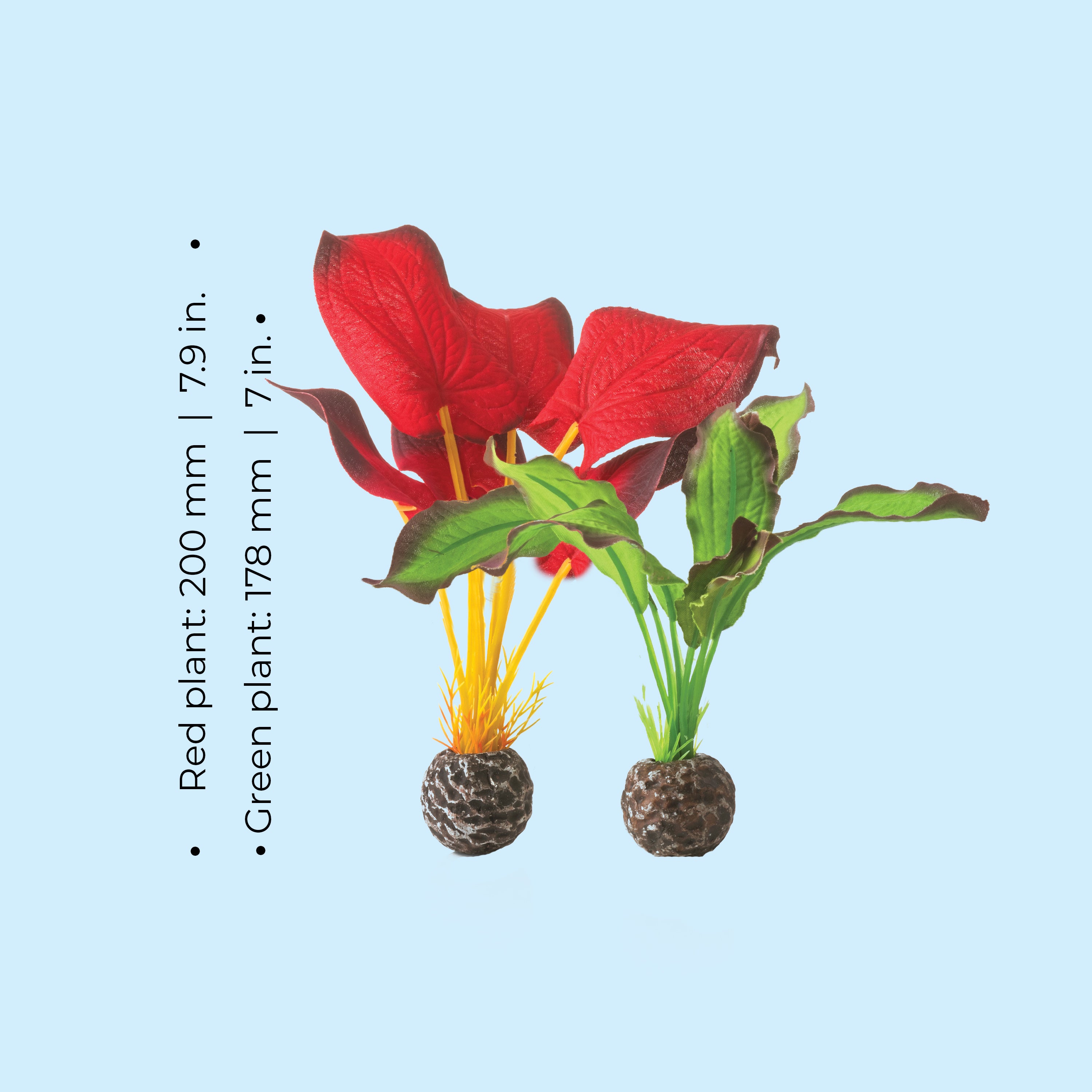 Green & Red Silk Plant Set, small - Dimensions