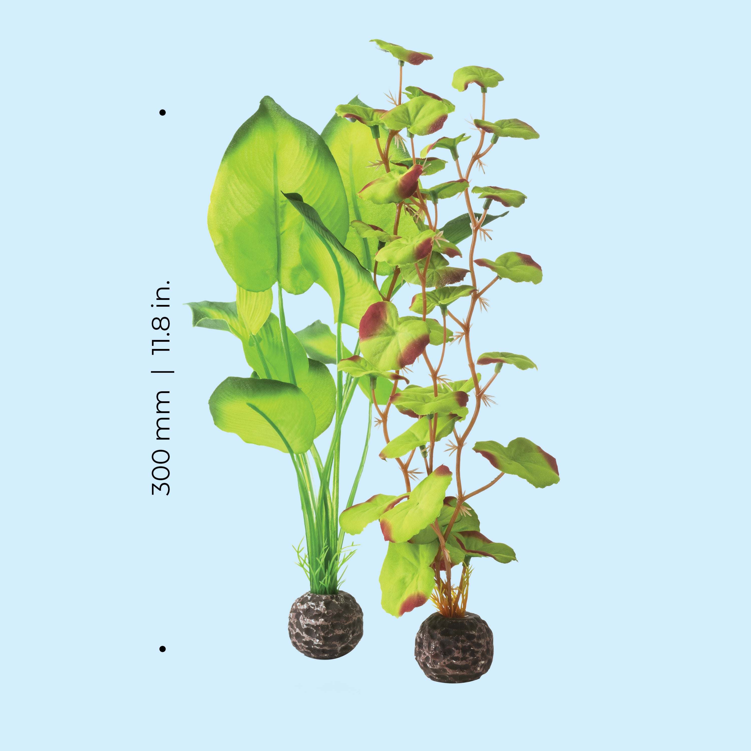 Green Silk Plant Set, medium - Dimensions