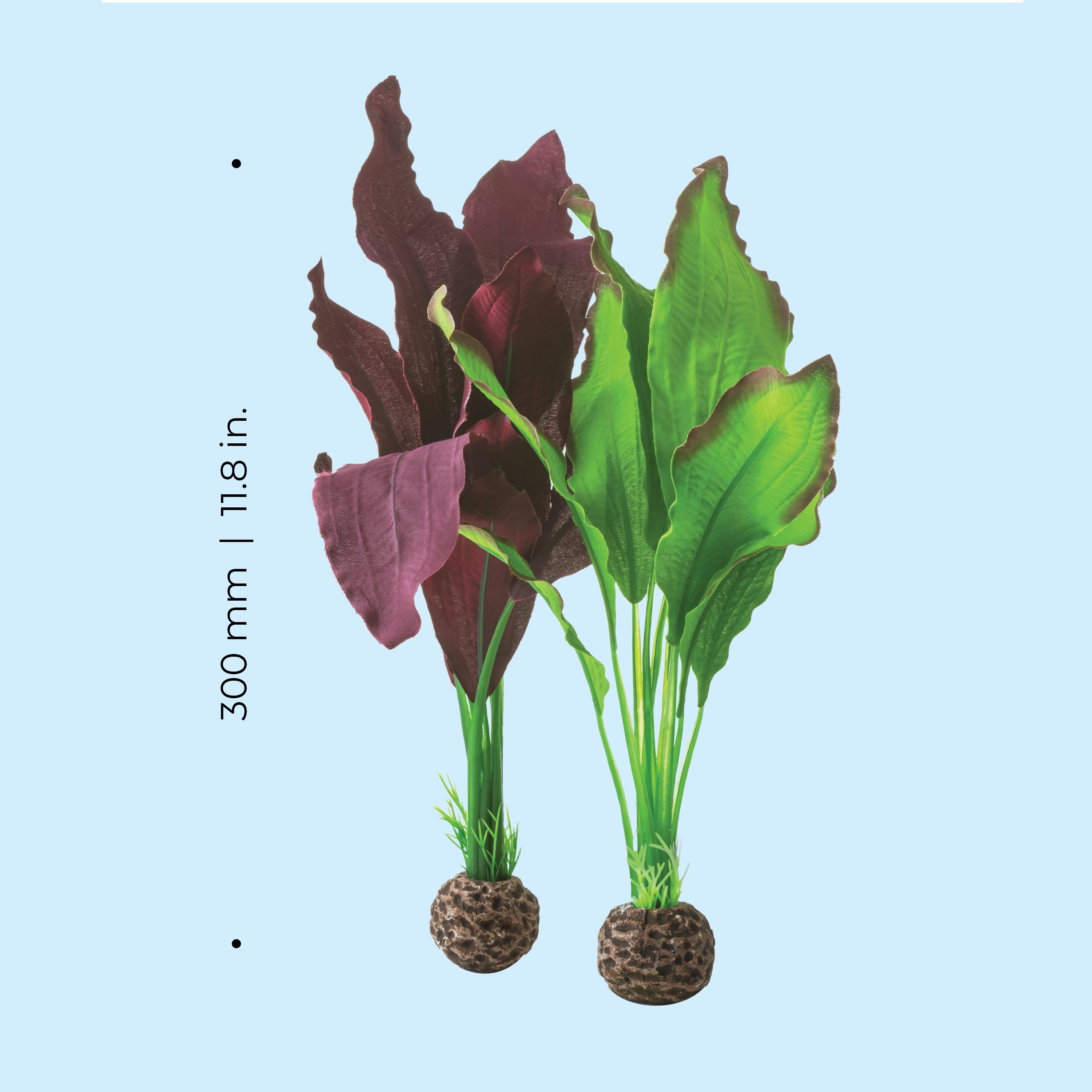 Green & Purple Silk Plant Set, medium - Dimensions