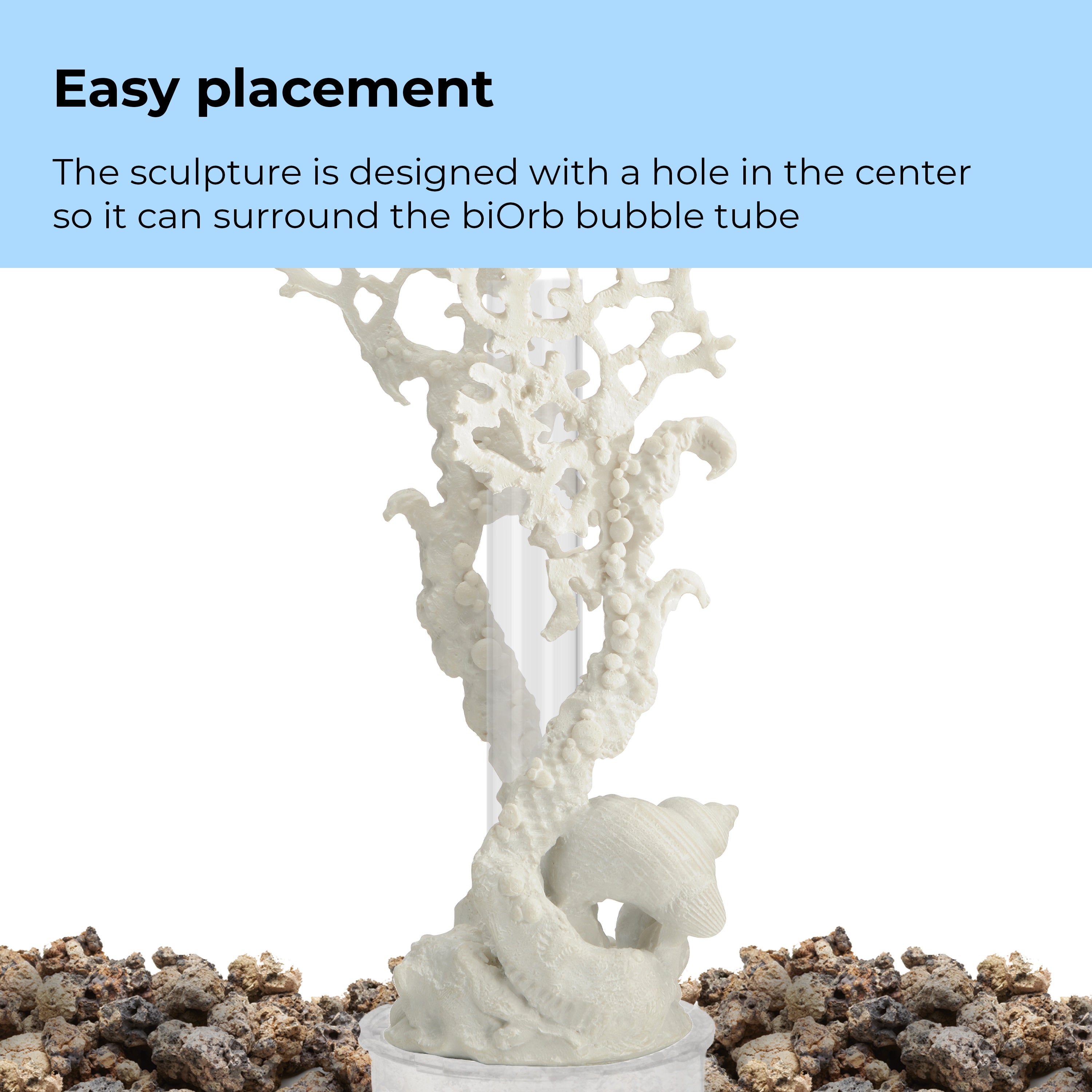 White Fan Coral Sculpture, medium - Easy placement