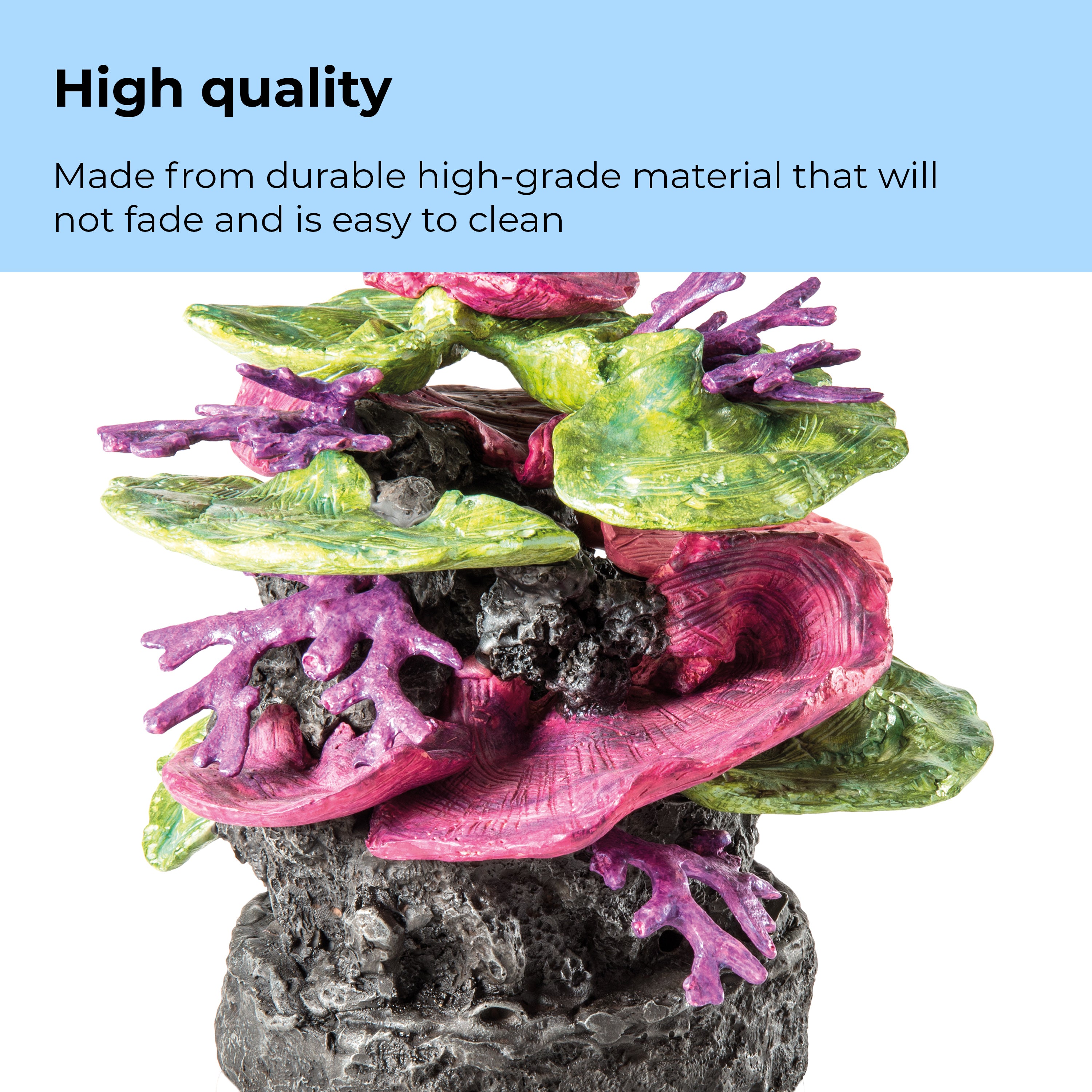Green-Purple Coral Ridge Sculpture durable and easy to clean