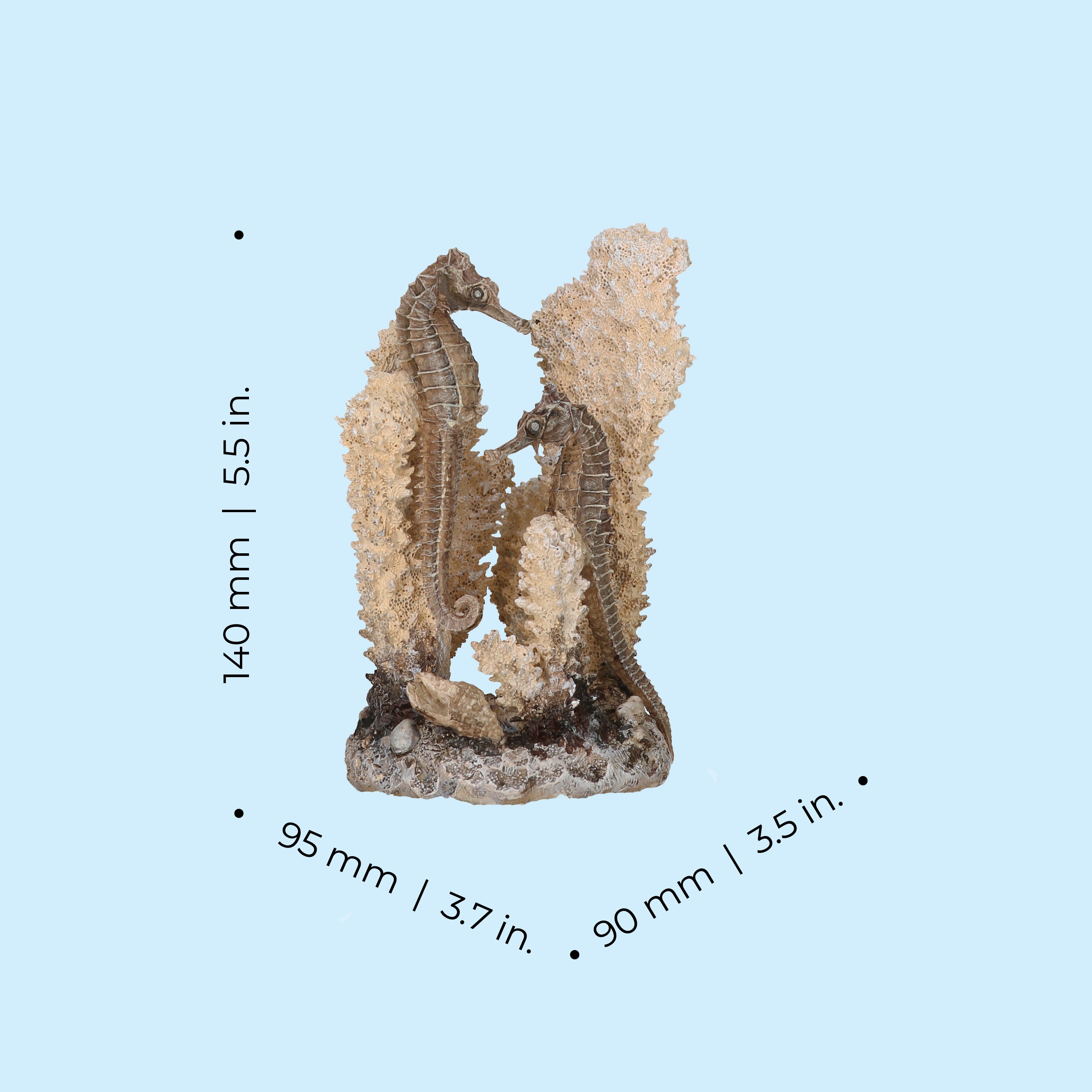 Seahorses on Coral Sculpture, small - Dimensions