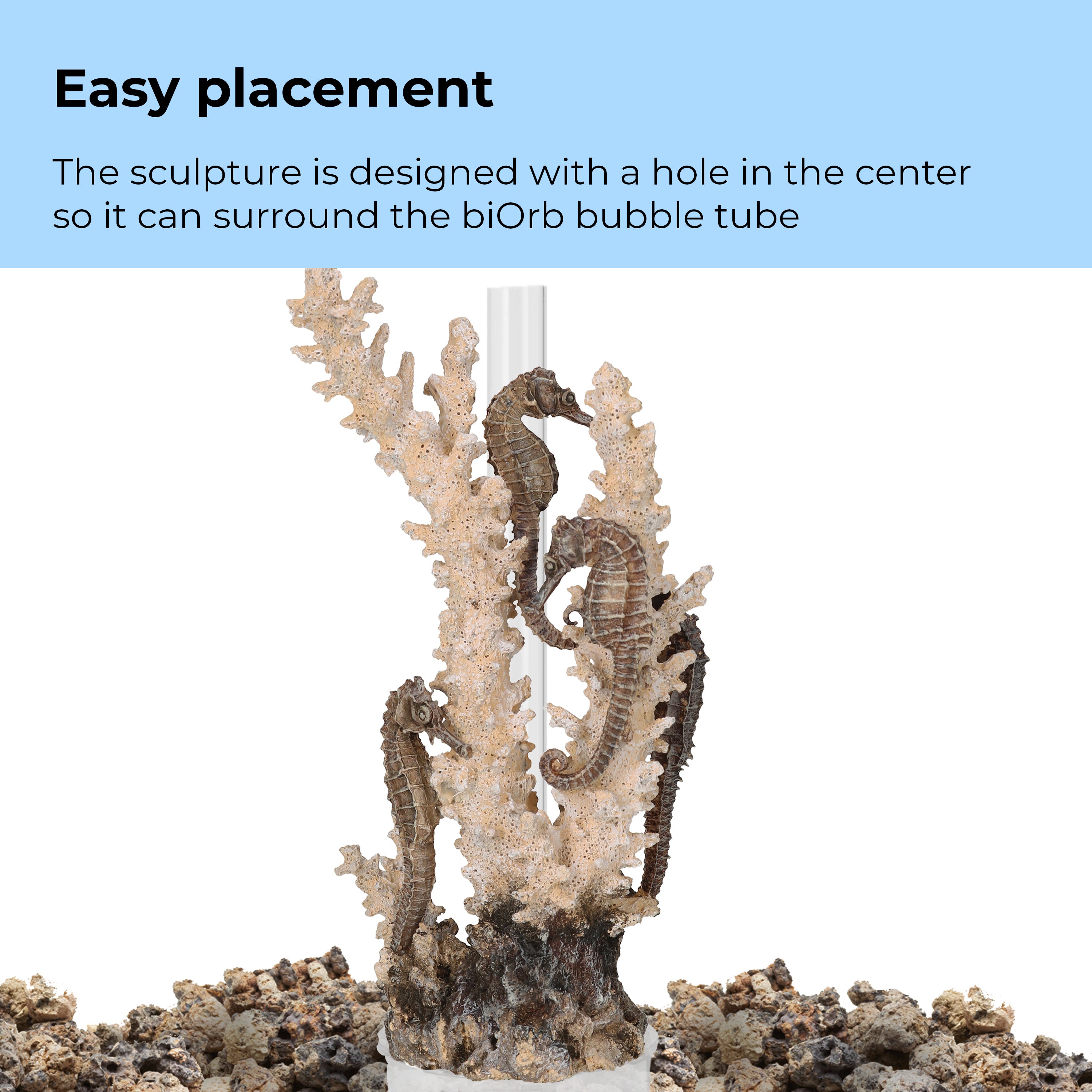 Seahorses on Coral Sculpture, medium - Easy placement