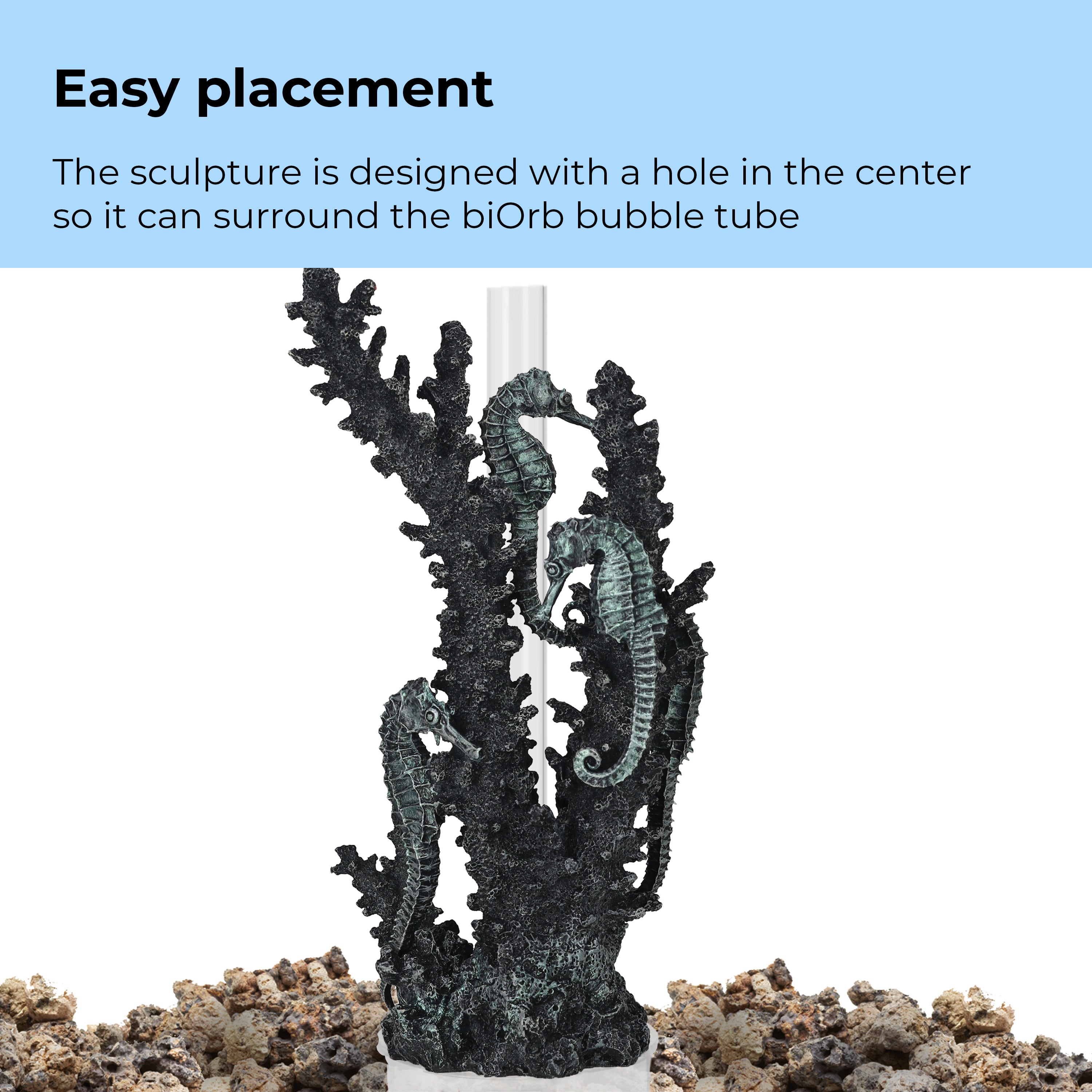 Seahorses on Coral Sculpture, medium - Easy placement