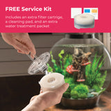 Service Kit includes one (1) filter cartridge, one (1) cleaning pad, one (1) water conditioner packet, one (1) biological booster packet, and instructions.