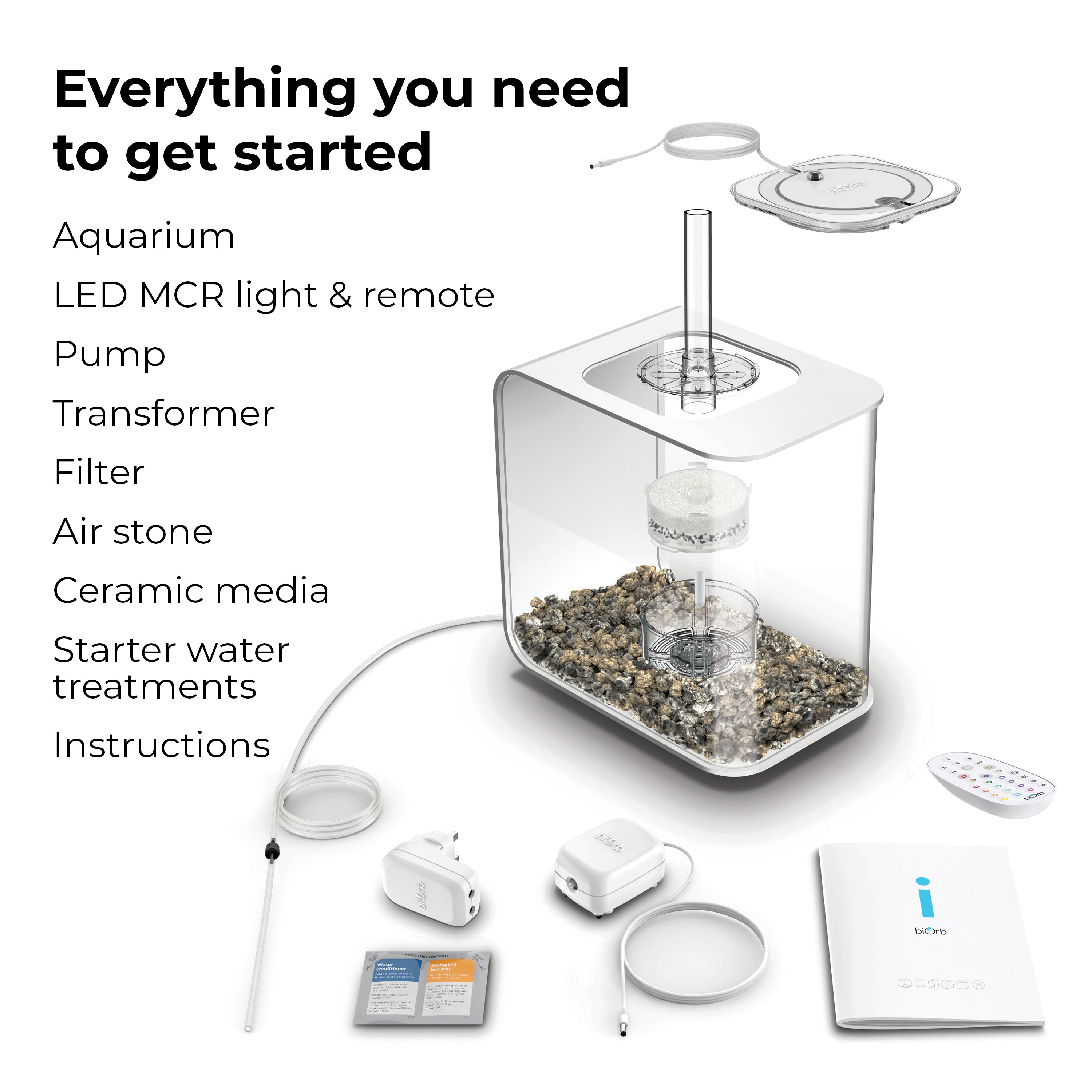 Everything you need to get started FLOW 15 Aquarium with MCR Light - 4 gallon