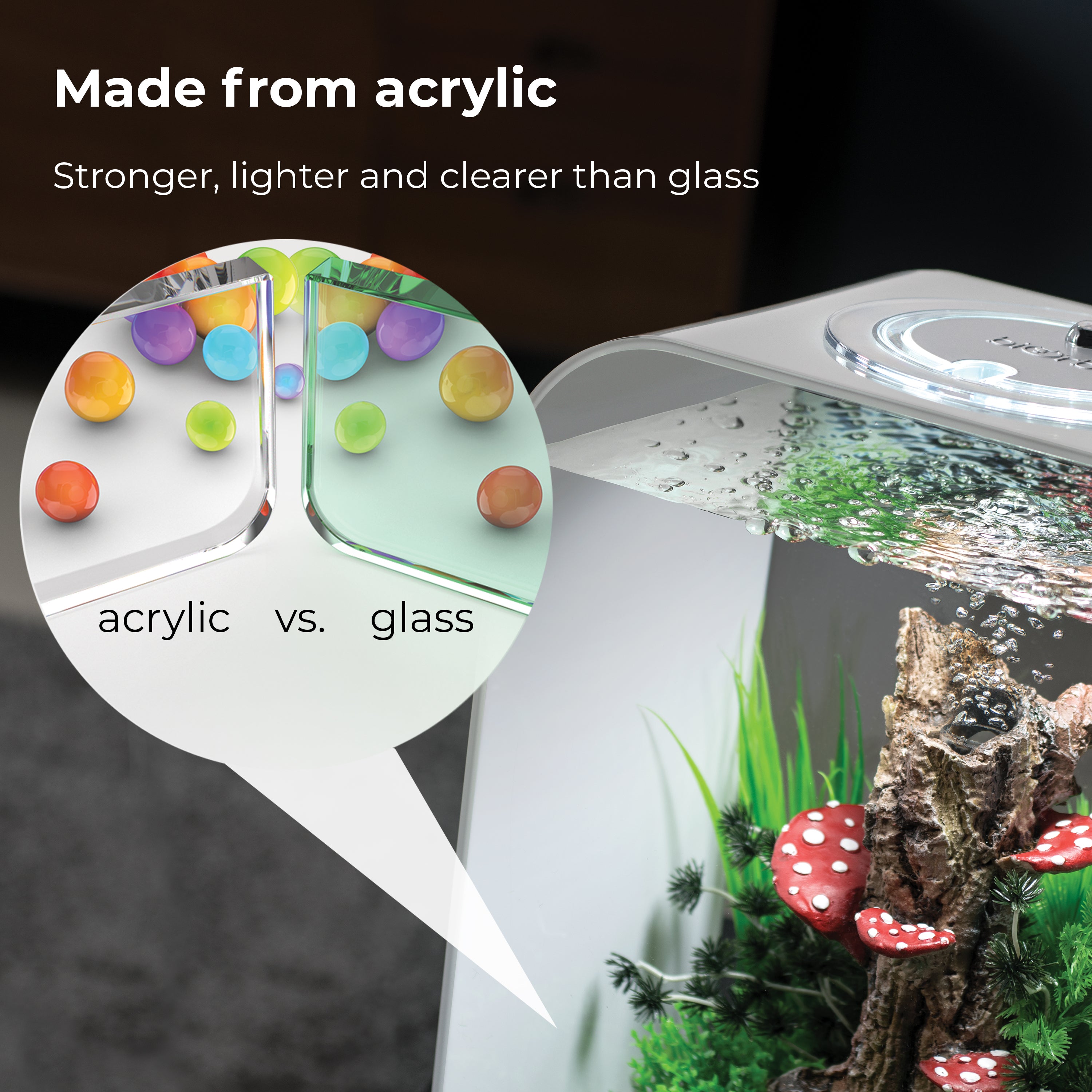 LIFE 15 Aquarium with Standard Light - 4 gallon is made from acrylic