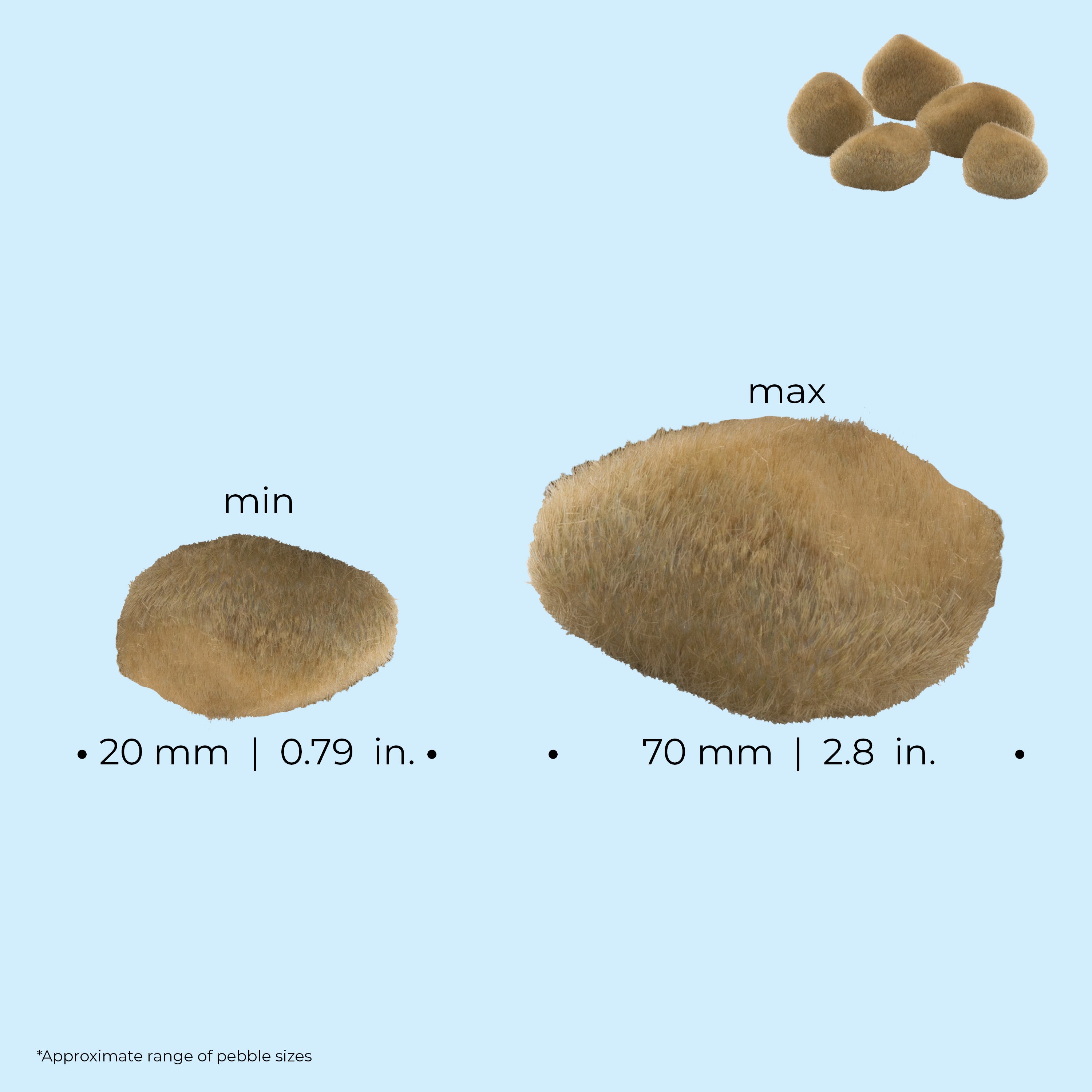 Moss Pebbles Set - Dimensions
