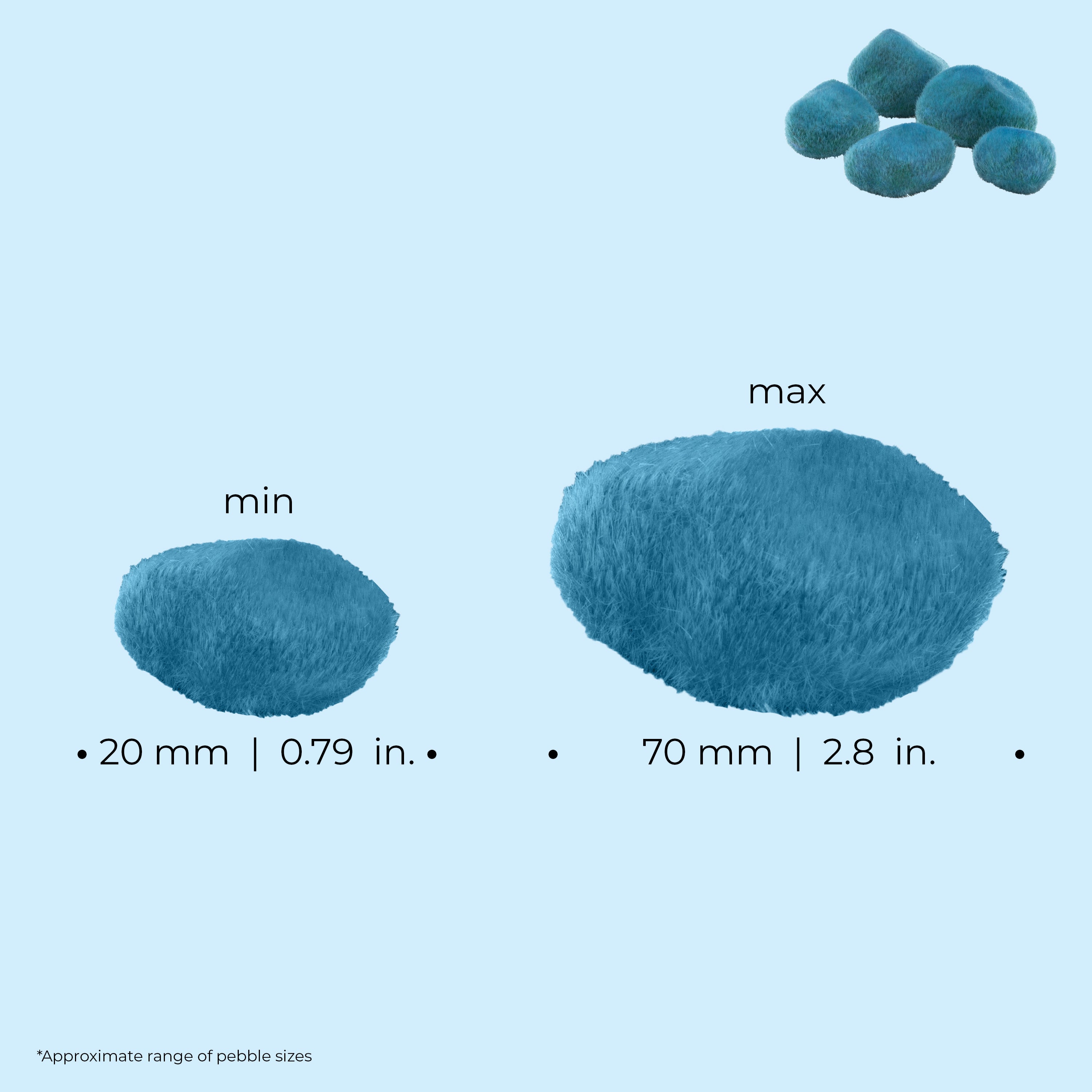 Moss Pebbles Set - Dimensions