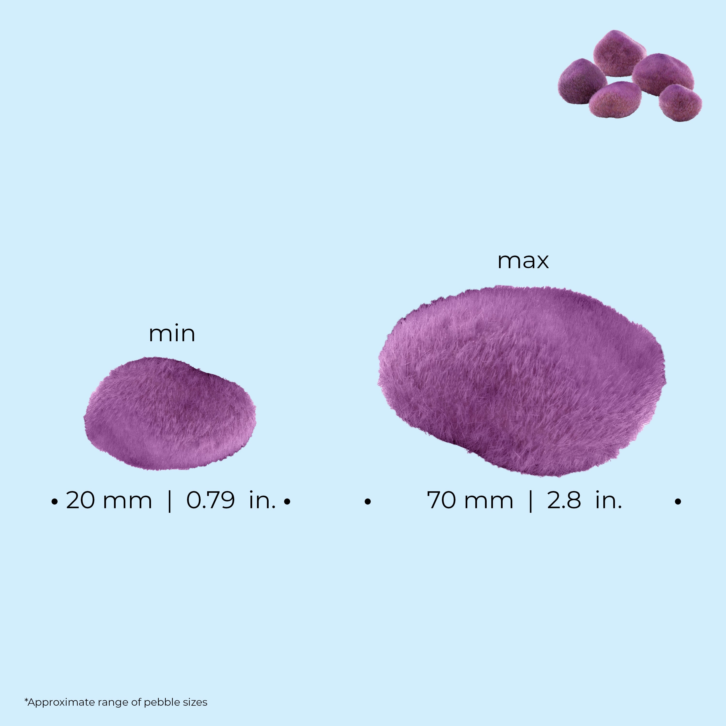 Moss Pebbles Set - Dimensions