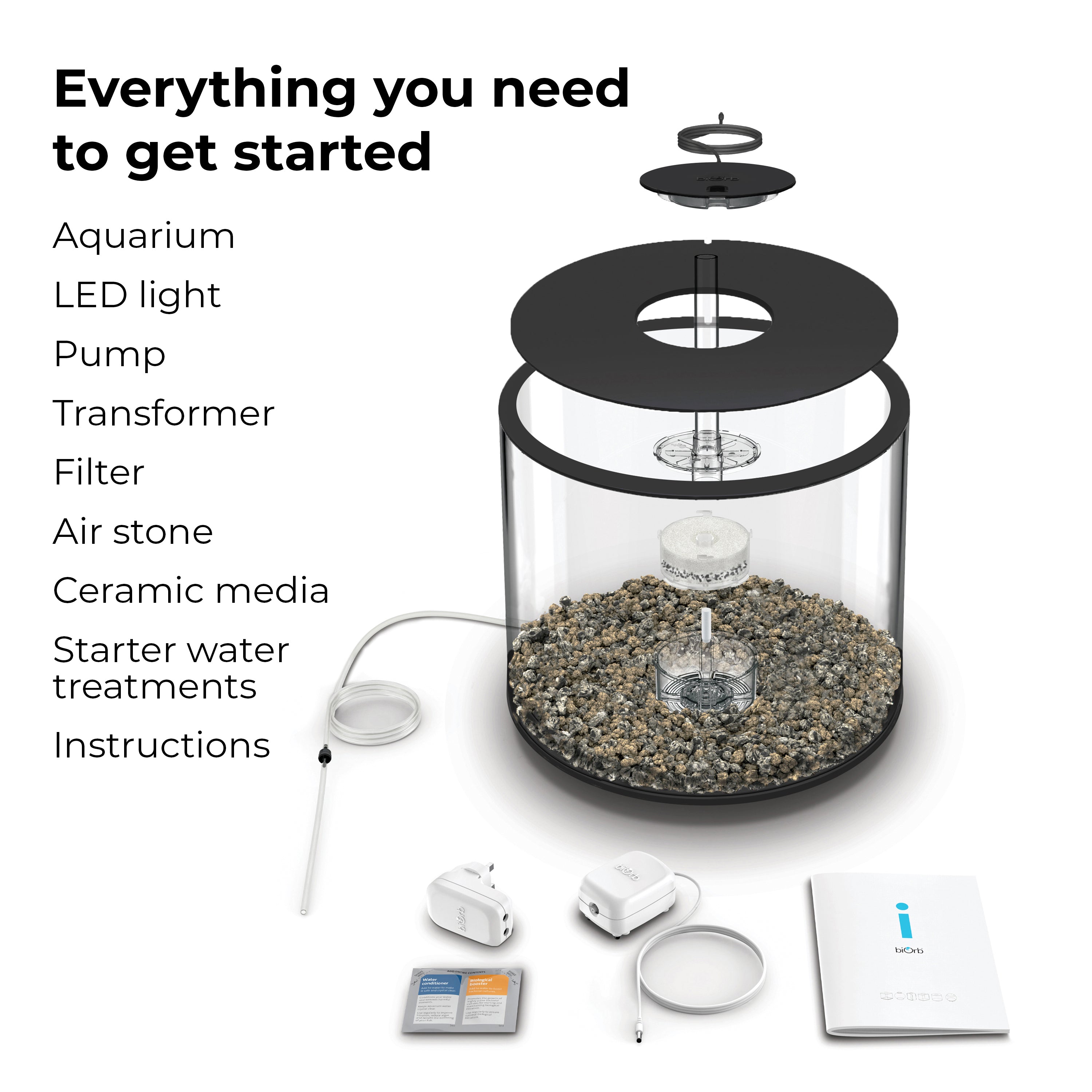 TUBE 35 Aquarium with Standard Light - 9.2 gallon Everything you need to get started