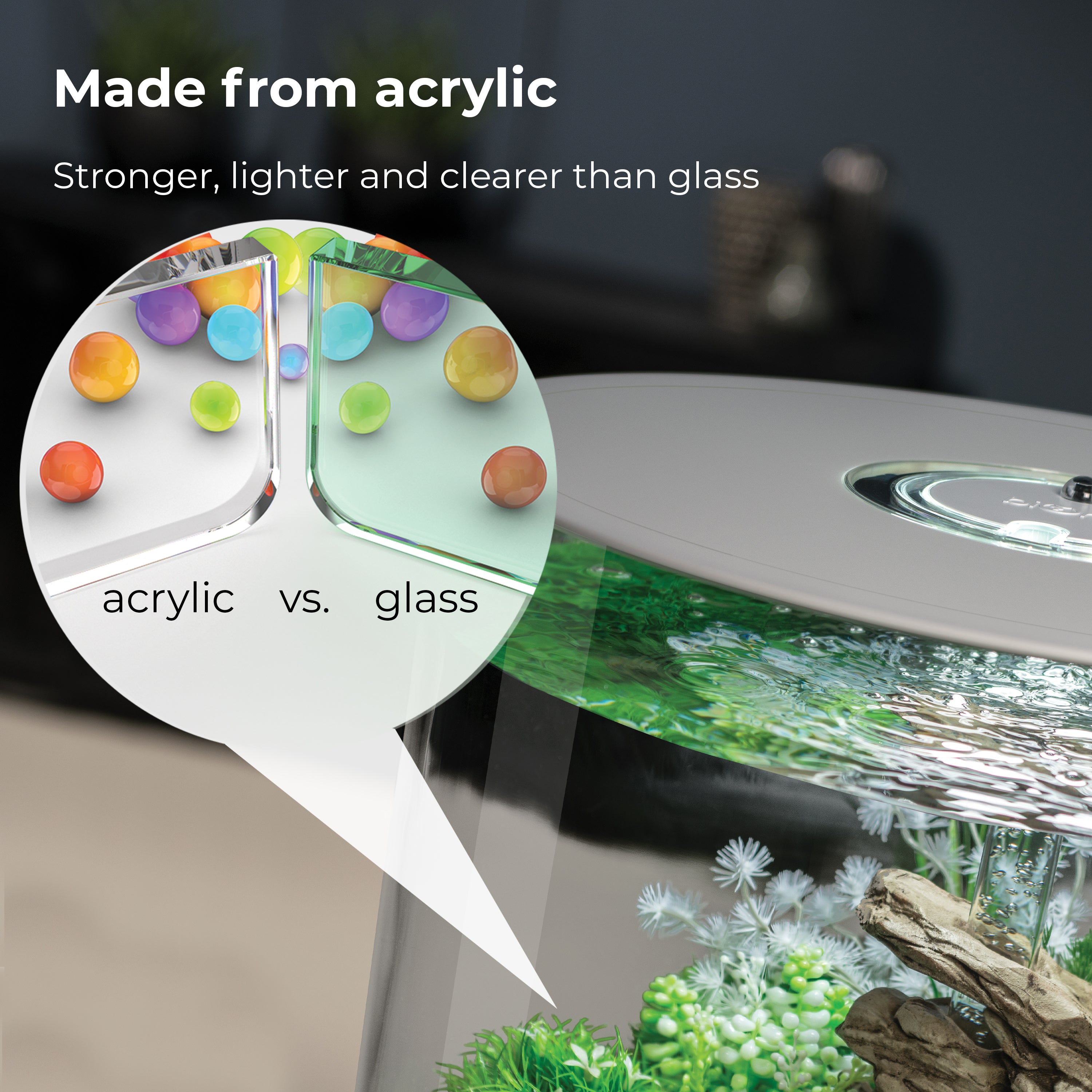 TUBE 35 Aquarium with Standard Light - 9.2 gallon Made from acrylic
