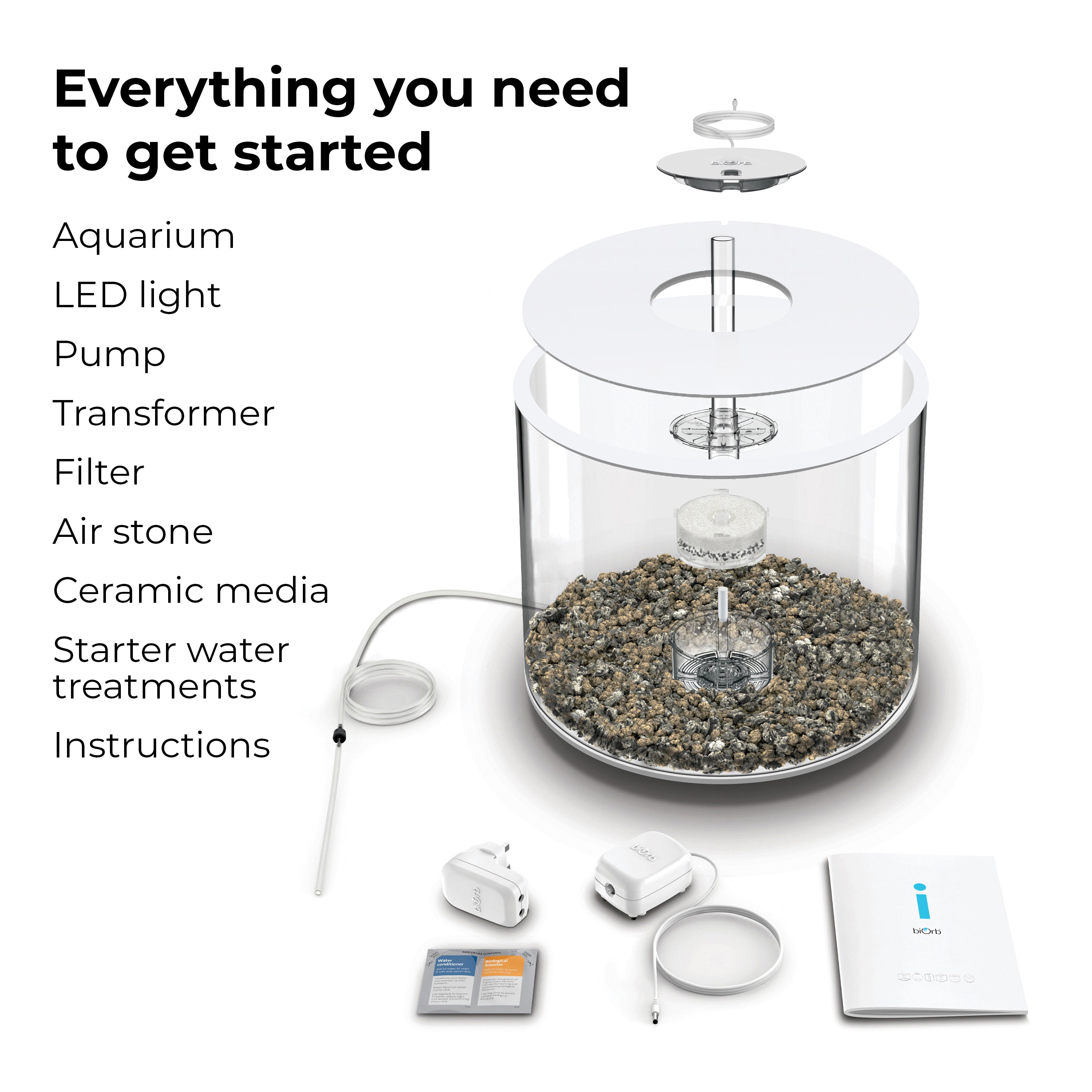 TUBE 35 Aquarium with Standard Light - 9.2 gallon Everything you need to get started