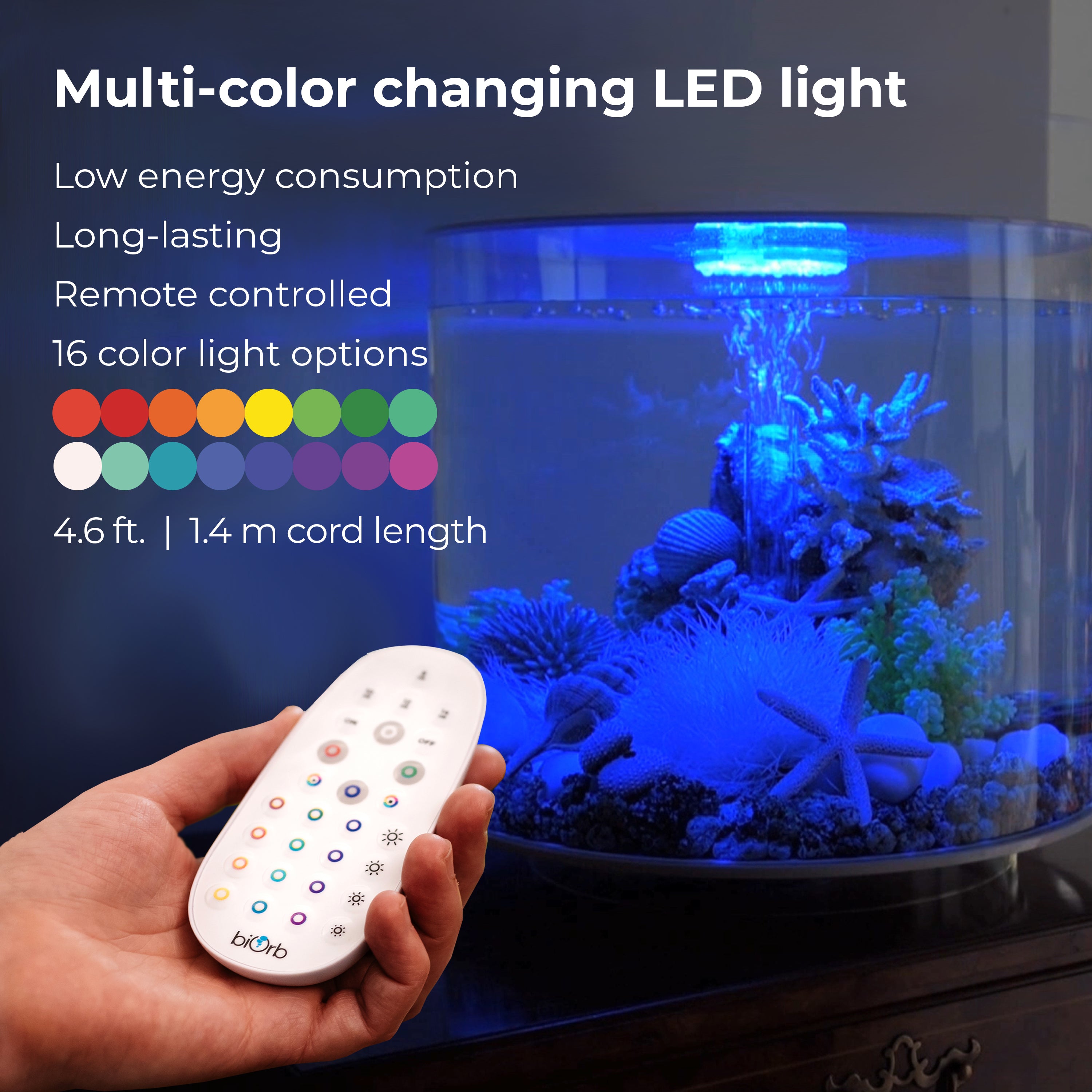 TUBE 35 Aquarium with MCR Light - 9.2 gallon Multi-color changing LED light