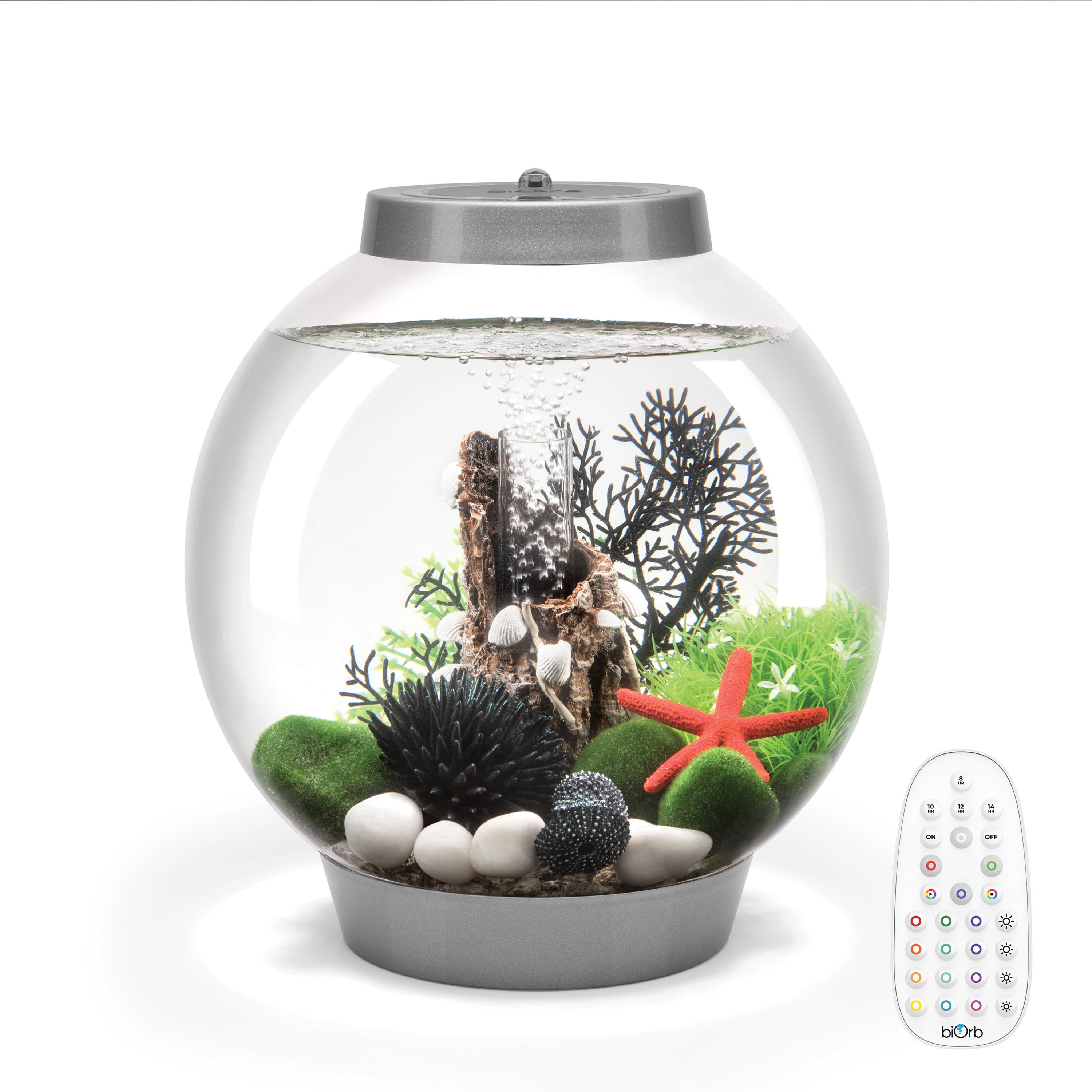 CLASSIC 15 Aquarium with MCR Light - 4 gallon in silver features remote