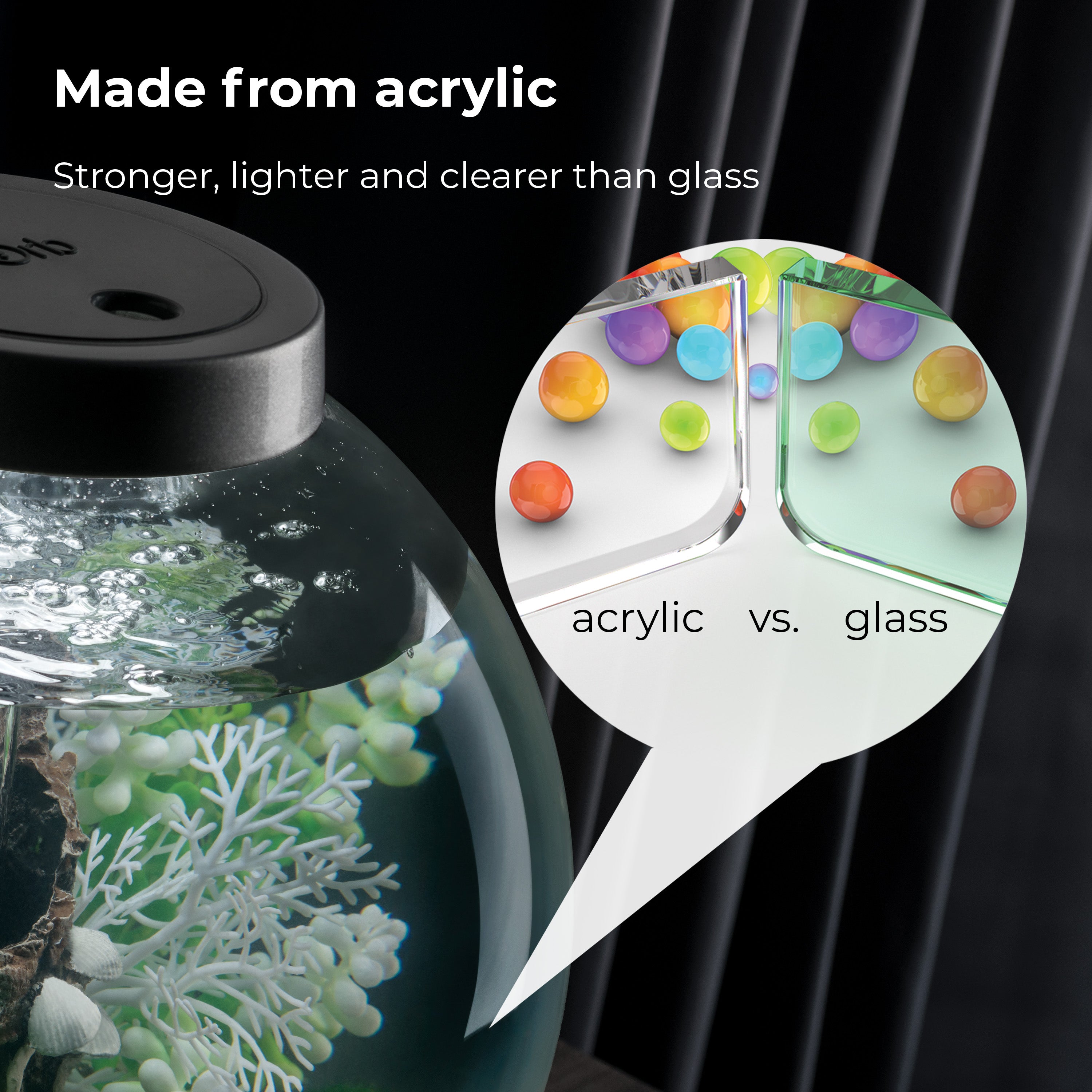CLASSIC 60 Aquarium with MCR Light - 16 gallon is made from acrylic